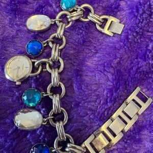 Fossil Silver Bracelet with Blue Accents